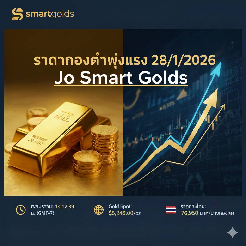 สถานการณ์ราคาทองคำโลกวันนี้ (28 มกราคม 2569) อยู่ในสภาวะ "พุ่งแรงทำสถิติใหม่ (All-Time High)"